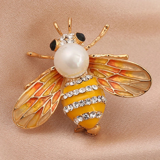 Elegant Pearl Bee Brooch
